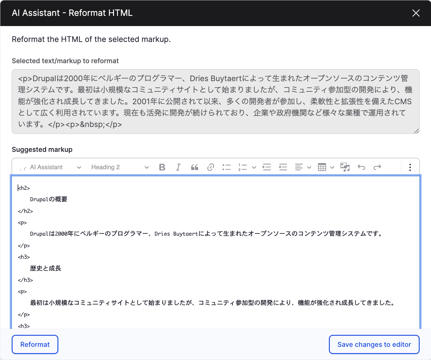 reformat HTML