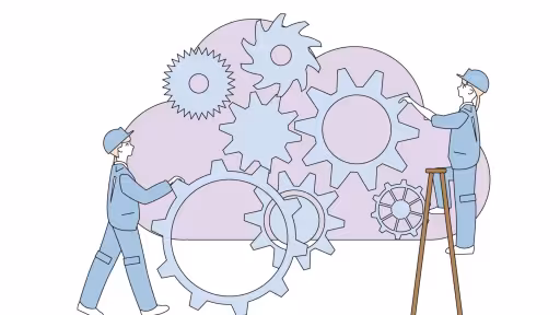 歯車を整備する人のイラスト