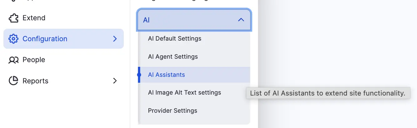 AI Assistant menu